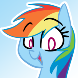 Size: 400x400 | Tagged: safe, artist:grilledcat, part of a set, rainbow dash, pony, g4, avatar, bust, female, mare, open mouth, portrait, smiling, solo