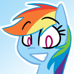 Size: 400x400 | Tagged: safe, artist:grilledcat, part of a set, rainbow dash, pony, g4, avatar, bust, female, grin, mare, portrait, smiling, solo