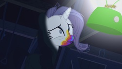 Size: 2549x1433 | Tagged: safe, screencap, rarity, pony, unicorn, 28 pranks later, g4, season 6, cookie zombie, discovery family logo, female, mare, preview, rainbow muzzle, solo, trailer