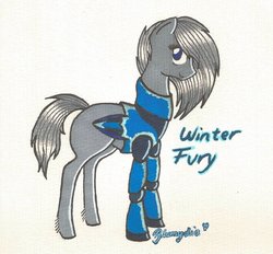 Size: 1024x949 | Tagged: safe, artist:naezithania, oc, oc only, oc:winter fury, cyborg, solo