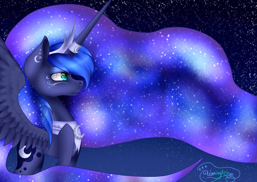 1223486 safe, artistblazingandonyx, princess luna, ear piercing