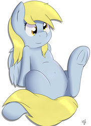 Size: 1658x2285 | Tagged: safe, artist:void236, edit, derpy hooves, pegasus, pony, g4, cute, female, mare, sfw edit, smiling, solo, underhoof