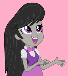 Size: 1084x1212 | Tagged: safe, artist:trainman3985, octavia melody, equestria girls, g4, female, open mouth, open smile, pink background, simple background, smiling, solo, vector