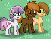 Size: 166x126 | Tagged: safe, button mash, sweetie belle, oc, oc:cream heart, pony, pony town, g4, buttonbetes, cute, group, group photo