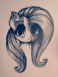 Size: 1536x2048 | Tagged: safe, artist:gaiaxir0se, fluttershy, g4, bust, female, looking at you, monochrome, portrait, solo, traditional art