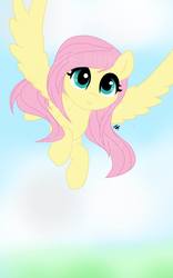 Size: 600x960 | Tagged: safe, artist:cute_pinkie7, fluttershy, g4, base used, female, filly, flying, sky, solo, spread wings, wonderful view
