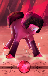 Size: 1925x3041 | Tagged: safe, artist:segraece, part of a set, earth pony, gem (race), gem pony, pony, female, fusion, garnet (steven universe), gem, gem fusion, mare, ponified, sapphire, solo, steven universe