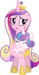 Size: 4076x7746 | Tagged: safe, artist:fruft, princess cadance, princess flurry heart, g4, the crystalling, absurd resolution, floppy ears, holding, mother and daughter, simple background, transparent background, vector, worried