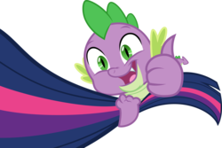 Size: 6060x4040 | Tagged: safe, artist:fruft, spike, twilight sparkle, g4, the cutie re-mark, .svg available, absurd resolution, holding, simple background, solo focus, tail, thumbs up, transparent background, vector