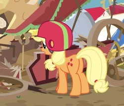 Size: 481x412 | Tagged: safe, screencap, applejack, earth pony, pony, g4, the cart before the ponies, butt, cropped, female, mare, plot