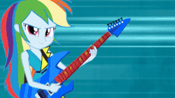 Size: 960x536 | Tagged: safe, screencap, rainbow dash, equestria girls, g4, my little pony equestria girls: rainbow rocks, animated, female, guitar, solo, welcome to the show