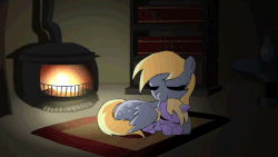 Size: 1280x720 | Tagged: safe, artist:alfa995, derpy hooves, dinky hooves, pegasus, pony, unicorn, g4, animated, book, bookshelf, cottagecore, cuddling, cute, cutie mark, derpabetes, dinkabetes, ear bite, equestria's best mother, eyes closed, featured image, female, filly, fire, fireplace, furnace, headcanon, hearth's warming eve, heartwarming, hug, mare, nom, prone, relaxing, rug, sleeping, smiling, snuggling, sweet dreams fuel, wholesome, wing blanket, winghug, youtube link