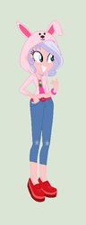 Size: 276x716 | Tagged: safe, artist:obeliskgirljohanny, artist:selenaede, oc, oc only, oc:beryl bixbytie, equestria girls, g4, my little pony equestria girls: legend of everfree, base used, belly button, bunny hood, camp everfree, midriff, solo