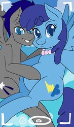 Size: 1050x1800 | Tagged: safe, artist:stubbornstallion, blueberry cloud, oc, oc:night air, pegasus, pony, g4, belly, big belly, chubby, color, fat, female, flying, male, mare, selfie, stallion