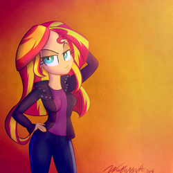 Size: 742x742 | Tagged: dead source, safe, artist:wubcakeva, sunset shimmer, equestria girls, g4, breasts, female, solo