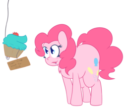 Size: 1280x1117 | Tagged: safe, artist:mr-degration, pinkie pie, g4, bait, chest fluff, chubby, drool, female, it's a trap, open mouth, ponk, simple background, solo, transparent background