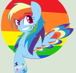 Size: 1896x1840 | Tagged: safe, artist:nederside, rainbow dash, g4, female, rainbow power, rainbow power-ified, smiling, solo