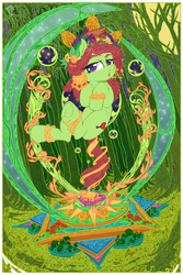 Size: 1701x2551 | Tagged: safe, artist:enyoiyourself, tree hugger, earth pony, pony, g4, female, mare, modern art, nouveau, psychedelic, solo