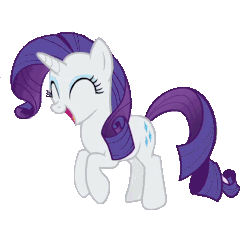 Size: 507x507 | Tagged: safe, edit, edited screencap, screencap, rarity, pony, unicorn, g4, the cart before the ponies, animated, background removed, cute, eyes closed, female, gif, happy, mare, open mouth, prancing, rarara, raribetes, simple background, smiling, solo, transparent background