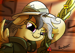 Size: 3508x2480 | Tagged: safe, artist:rainihorn, daring do, g4, stranger than fan fiction, female, high res, lidded eyes, looking at you, scene interpretation, solo, vine