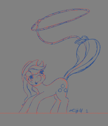 Size: 1067x1244 | Tagged: safe, artist:liracrown, applejack, g4, animated, female, frame by frame, lasso, sketch, solo