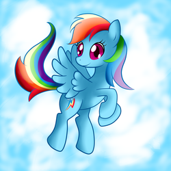 Size: 3000x3000 | Tagged: safe, artist:multiponi, rainbow dash, pony, g4, cloud, female, flying, high res, solo