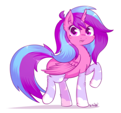 Size: 1536x1440 | Tagged: safe, artist:dsp2003, oc, oc only, oc:melody aurora, alicorn, pony, alicorn oc, clothes, female, looking at you, offspring, open mouth, parent:flash sentry, parent:twilight sparkle, parents:flashlight, simple background, socks, solo, transparent background