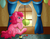 Size: 698x547 | Tagged: safe, artist:roolosdoodleden, pinkie pie, g4, balloon, blowing up balloons, confetti, female, inflating, sitting, solo