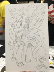 Size: 1536x2048 | Tagged: safe, artist:andypriceart, applejack, alicorn, pony, g4, alicornified, applecorn, cowboy hat, crown, element of honesty, female, hat, horseshoes, jewelry, monochrome, pencil drawing, peytral, race swap, regalia, solo, stetson, traditional art