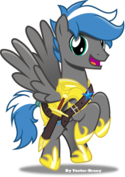 Size: 3009x4282 | Tagged: safe, artist:vector-brony, oc, oc only, oc:cloud zapper, pegasus, pony, armor, cute, flash puppet, happy, high res, inkscape, looking at you, open mouth, royal guard, simple background, solo, sword, transparent background, vector