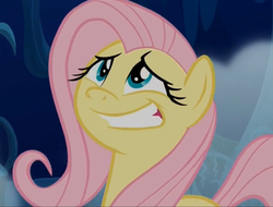 Size: 1389x1057 | Tagged: safe, screencap, fluttershy, pegasus, pony, 28 pranks later, g4, cute, faic, female, grin, mare, shyabetes, smiling, solo