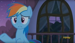 Size: 1601x918 | Tagged: safe, screencap, daisy, flower wishes, rainbow dash, pony, 28 pranks later, g4, my little pony: friendship is magic, cookie zombie, discovery family logo, rainbow muzzle