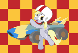 Size: 990x675 | Tagged: safe, artist:dm29, derpy hooves, pegasus, pony, g4, my little pony: friendship is magic, the cart before the ponies, bipedal, female, foster's home for imaginary friends, mare, solo, speed racer