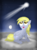 Size: 1400x1900 | Tagged: safe, artist:bvsquare, derpy hooves, pegasus, pony, g4, cloud, comet, female, mare, moon, solo