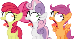 Size: 1246x644 | Tagged: safe, artist:pupster0071, apple bloom, scootaloo, sweetie belle, g4, cutie mark crusaders, open mouth, screaming, simple background, white background