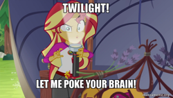 Size: 800x450 | Tagged: safe, edit, edited screencap, screencap, sunset shimmer, equestria girls, g4, my little pony equestria girls: legend of everfree, ed edd n eddy, flashlight (object), honor thy ed, image macro, makeameme.org, making faces with a flashlight, meme