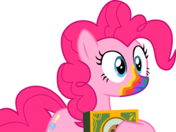 Size: 4207x3164 | Tagged: safe, artist:limedazzle, pinkie pie, 28 pranks later, g4, box, female, high res, hoof hold, infected, inkscape, rainbow muzzle, show accurate, simple background, solo, transparent background, vector