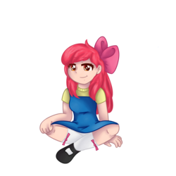 Size: 1024x1024 | Tagged: safe, artist:fennelynthefennekin1, apple bloom, human, g4, female, humanized, simple background, solo, transparent background