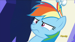 Size: 2208x1242 | Tagged: safe, screencap, rainbow dash, 28 pranks later, g4, angry, chair, cute, cutie mark