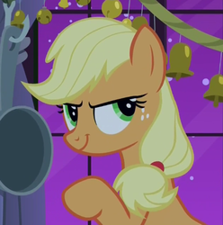 Size: 423x426 | Tagged: safe, screencap, applejack, earth pony, pony, 28 pranks later, g4, female, mare, solo