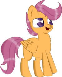 Size: 1542x1926 | Tagged: safe, artist:brok-enwings, scootaloo, g4, chest fluff, female, open mouth, simple background, solo, transparent background