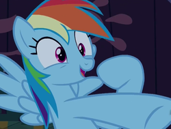 Size: 616x466 | Tagged: safe, screencap, rainbow dash, pegasus, pony, 28 pranks later, g4, cute, dashabetes, female, mare, open mouth, solo, spread wings, wings