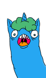 Size: 480x800 | Tagged: safe, artist:greengraphite, oc, oc only, oc:green graphite, blue coat, blue eyes, green mane, in awe, nightmare fuel, scary face, silly face, solo, wat