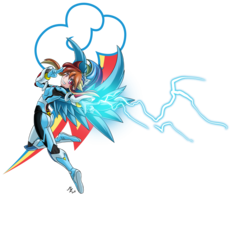 Size: 3333x3333 | Tagged: safe, artist:mauroz, rainbow dash, human, g4, clothes, cutie mark background, female, high res, humanized, lightning, simple background, solo, transparent background, valkyrie, winged humanization