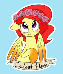 Size: 923x1082 | Tagged: safe, artist:dativyrose, oc, oc only, oc:sugar syrup, pegasus, pony, cute, floral head wreath, solo