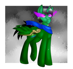 Size: 2419x2316 | Tagged: safe, artist:flamycrystal, oc, oc only, oc:frost d. tart, alicorn, pony, alicorn oc, blizzard, clothes, corrupted, dark magic, high res, implied king sombra, magic, possessed, scarf, snow, snowfall, solo, sombra eyes