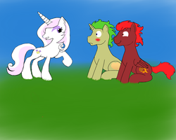 Size: 1280x1024 | Tagged: artist needed, safe, fleur-de-lis, oc, oc:golden heart, oc:storm flare, g4