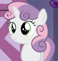 Size: 407x432 | Tagged: safe, screencap, rarity, sweetie belle, pony, 28 pranks later, g4, animated, cute, diasweetes, female