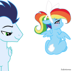 Size: 889x876 | Tagged: safe, artist:sofialurax, rainbow dash, soarin', pony, g4, female, male, ship:soarindash, shipping, simple background, straight, transparent background