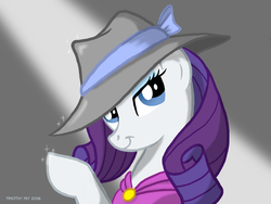 Size: 1024x768 | Tagged: safe, artist:tim-kangaroo, rarity, pony, unicorn, g4, rarity investigates, female, hat, horn, mare, solo